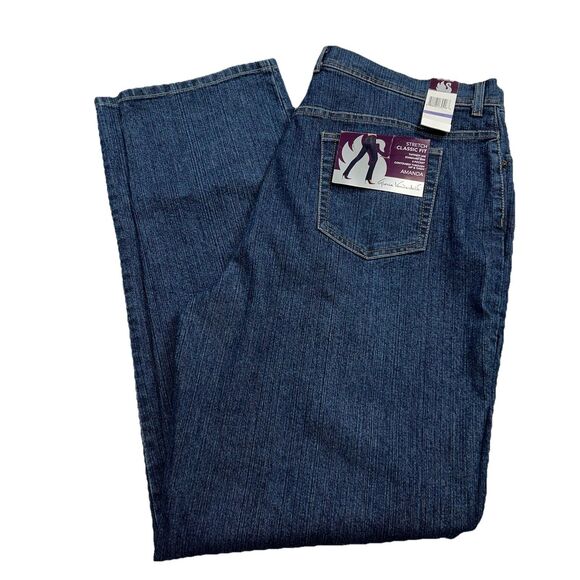 Gloria Vanderbilt Amanda Women's Jeans Size 18 Long Tall Dark Wash Stretch Taper - Picture 1 of 15